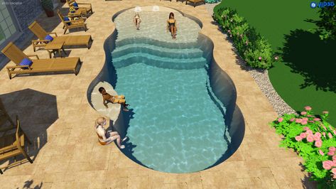 Zero Entry Pool, Backyard Pool Design, Beach Entry Pool, Pool Boy, Swimming Pools Inground, Pool Picture, Pool Installation, Fiberglass Pools, Small Backyard Pools