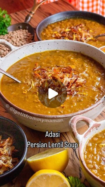 Hami Sharafi on Instagram‎: "Lentil Soup always brings back memories of hiking in the Tehran mountains, like “Darakeh”, “Azghal Chal”, and “Palang Chal”. What I adore about Iran is the guarantee of finding a café or a little shop wherever you wander. It’s hilarious how Iranians sometimes hike just to taste the food along the way or at the mountaintop! 🔥   🔗 Recipe link in my bio.site #iran #lentil #lentilsoup #persian #iranianfood #nowruz #norooz   عدسی یکی از دلایلی که پنجشنبه یا جمعه صبح میرفتیم پلنگ چال و .. (تنها دلیل) 😁"‎ Persian Soup Recipes, Persian Lentil Soup Recipe, Iranian Food Recipes, Iran Food, Iranian Recipes, Iranian Cuisine, Iranian Food, Lentil Soup Recipes, Barley Soup