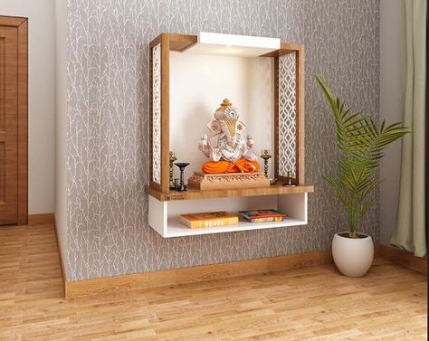 Wall Mounted Pooja Unit, Simple Mandir Design For Home, Puja Unit, Pooja Unit, Prayer Room Ideas, Mandir Design, Pinata Cake, Tv Unit Furniture, Neon Quotes