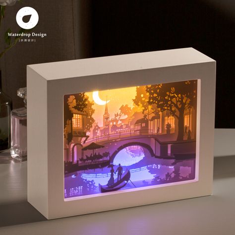 Shadow Light Box, Diy Shadow Box, Paper Carving, 3d Paper Art, Shadow Box Art, 3d Shadow Box, 90s Toys, Diy Lamp, Creative Packaging