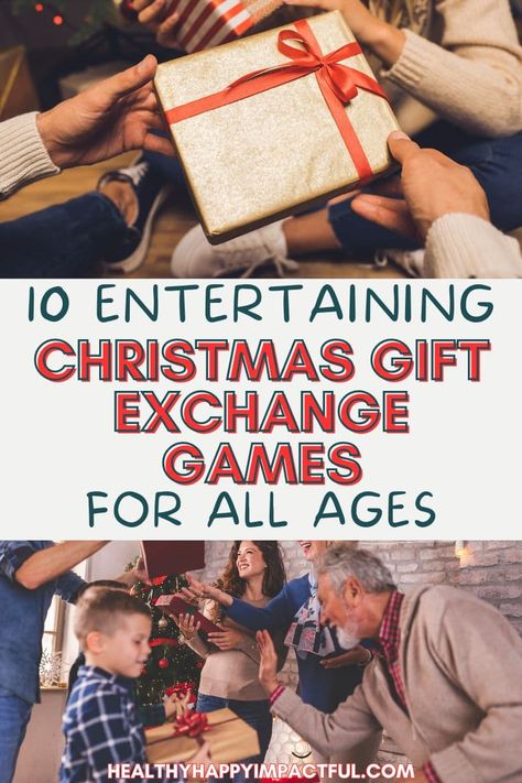 Christmas gift exchange games and interesting ideas for family; groups; coworkers; friends; adults; kids Christmas Gift Exchange Questions, Xmas Exchange Games, Family Christmas Party Gift Exchange Ideas, Holiday Gift Games Family Christmas, Fun Unwrapping Gift Games, Kris Kringle Gift Exchange Games, Deck Of Cards Gift Exchange, Christmas Game Gift Exchange, Secret Santa Rules Gift Exchange