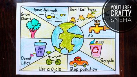 World Environment Day Drawing | Save Nature | Save Environment Poster Chart Drawing For Competition Poster For Earth Day, Poster Making On Earth Day, Earth Day Poster Drawing, Environment Drawing Ideas, Save Environment Poster Drawing, Environment Day Drawing, How To Make Earth, Save Environment Posters, Earth Posters