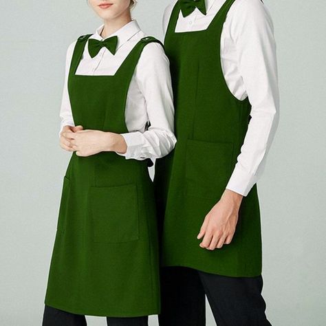 Cafe uniform Ideas Cat Cafe Uniform, Waiter Outfit Aesthetic, Cafe Uniform Trendy, Waiters Uniform Ideas, Cafe Uniform Aesthetic, Bakery Uniform Ideas, Cafe Uniform Ideas, Cafe Worker Outfit, Restaurant Uniforms Trendy