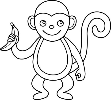 Monkey Template, Monkey Clipart, Template Black And White, Clip Art Black And White, Outline Pictures, Animal Line Drawings, Art Outline, Monkey Drawing, Monkey Tattoos