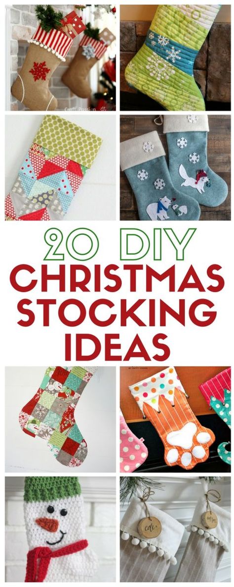 Learn how to make 20 DIY Chrismas Stocking Ideas. Each with its own easy craft tutorial and pattern for kids, adults and even pets! Christmas Stocking Ideas, Diy Christmas Tree Garland, Diy Christmas Stocking, Rag Quilt Tutorial, Stocking Ideas, Diy Stockings, Christmas Stockings Diy, Quilted Ornaments, Handmade Stocking