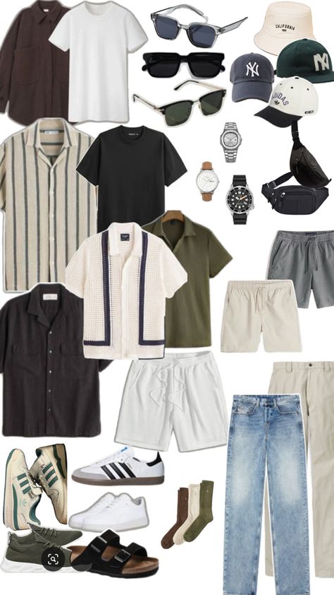 School Outfits Boys, Basic Outfits Summer, Capsule Wardrobe Men, Unique Outfit Ideas, Guys Fashion Casual, Birkenstock Outfit, Mens Smart Casual Outfits, Classy Outfits Men, Mens Casual Dress Outfits