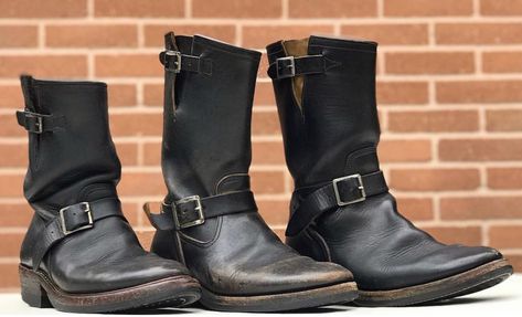 Vintage Engineer Boots: VEB TOP 3 LIST OF CLASSIC-STYLE ENGINEER BOOT BRANDS (2017) Engineer Boots Outfit, Mens Engineer Boots, Americana Fashion Men, Engineer Boots Men, Biker Boots Outfit, Boots Men Outfit, New Rock Boots, Motorcycle Culture, Black Stallion