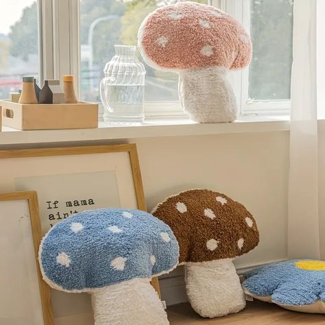 1pc Stuffed Mushroom Head Pillow, Sofa Decor Cushion Washable Plush Toy Pillow, Creative Mushroom Doll Christmas Gifts Bedroom Living Room Home Decor, affiliate Mushroom Room Decor, Floral Comforter Sets, Floral Comforter, Unique Pillow, Living Room Red, Mushroom Decor, Mushroom Design, Brown Living Room, Unique Pillows