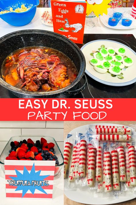 Easy and Delicious Seuss Themed Food Dr Seuss Birthday Food Ideas, Dr Suess Snacks For Kids Food Ideas, Dr Suess Recipes, Dr Seuss Inspired Food, Dr Seuss Food Ideas For Kids, Dr Suess Food Ideas For Kids, Dr Suess Food Ideas, Dr Seuss Party Food, Dr Seuss Themed Food