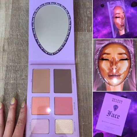 Celeste (NOT A RESELLER) on Instagram: “🌟FIRST LOOK🌟 Introducing the #FACEpalette by @dragunbeauty Launching10.7.19 ! 💜 Palette Includes: 2 Contours - Gem Surge 2 Blushes - T Girl…” Nikita Dragun Palette Looks, Ethereal Eyes Palette, Blue Eyeshadow Palette Aesthetic, Huda Beauty Pretty Grunge Palette, Flower Beauty Eyeshadow Palette, Makeup Pallets, Makeup News, Anastasia Beverly Hills, Bronzer