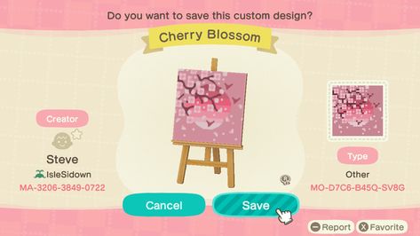 Animal Crossing: New Horizons Pink Cherry Blossoms Acnh Sakura Code, Acnh Wallpaper Designs, Acnh Zen Garden, Flag Code, Motif Acnl, Pink Island, Animal Crossing Wild World, Flag Painting, Qr Codes Animal Crossing