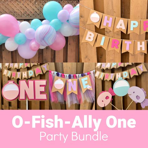 Pink O-Fish-Ally One Party Bundle | Girls Reeling in The Big One First Birthday Party Decorations | Fishing Party Supplies The Big One First Birthday, Big One First Birthday, Reeling In The Big One, O Fish Ally, Fishing Party, First Birthday Party Decorations, Party Bundles, The Big One, First Birthday Party