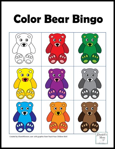 Colors Games For Kids, Teddy Bear Activities For Toddlers, Color Games For Toddlers, Bear Games, Bears Preschool, Coloring Games For Kids, Coloring Games, Bingo For Kids, Bears Game