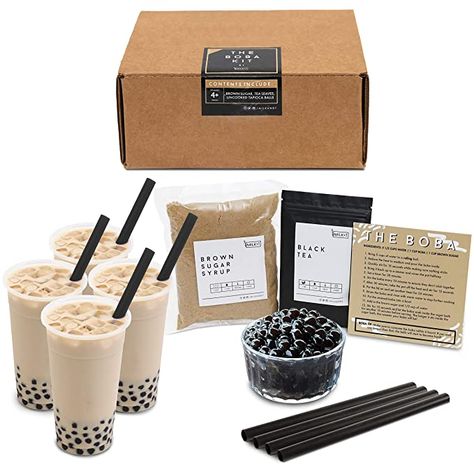 Diy Boba Tea, Boba Kit, Diy Boba, Food Gifts For Men, Boba Tea Recipe, Bubble Tea Straws, Brown Sugar Syrup, Bubble Milk Tea, Tapioca Pearls