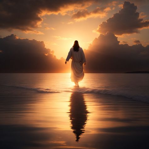 Jesus Christ Walking On Water#pikbest##Backgrounds Jesus Walking With Me, Jesus Saved Me, Heaven Landscape, Walking In The Spirit, Jesus Walks On Water, Jesus Walking On Water, Walking With Jesus, Walking With God, Jesus Love Images