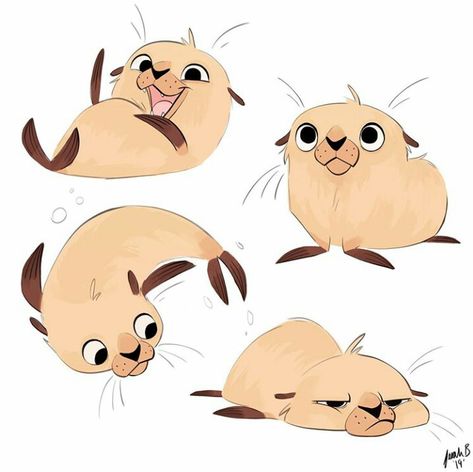 Baby Fur, Character Design Animals, Animal Character Design, Fur Seal, Sarah B, Anime Toon, Artist Instagram, Animal Character, Cute Animal Drawings Kawaii