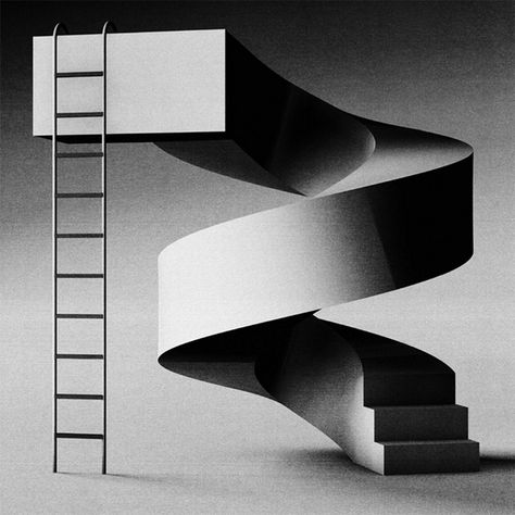 Record Art, 3d Drawings, Spiral Staircase, Surreal Art, A Sign, Graphic Design Illustration, Cover Design, Geometry, Body Art