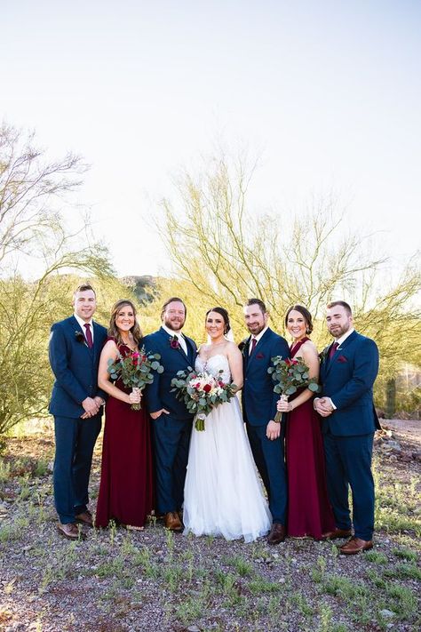 Navy Blue and Burgundy October Wedding Color Palettes 2024, Burgundy Bridesmaid Dresses, Navy Blue Groom Suit - ColorsBridesmaid Burgundy And Navy Bridal Party, Cabernet Bridesmaid Dresses With Groomsmen, Navy And Burgundy Wedding Party, Groom And Groomsmen Attire Burgundy, Groomsmen Attire Burgundy, Burgundy Groomsmen Attire, Burgundy Bridal Party, Navy Blue Groom Suit, Bridesmaid Dresses Navy Blue