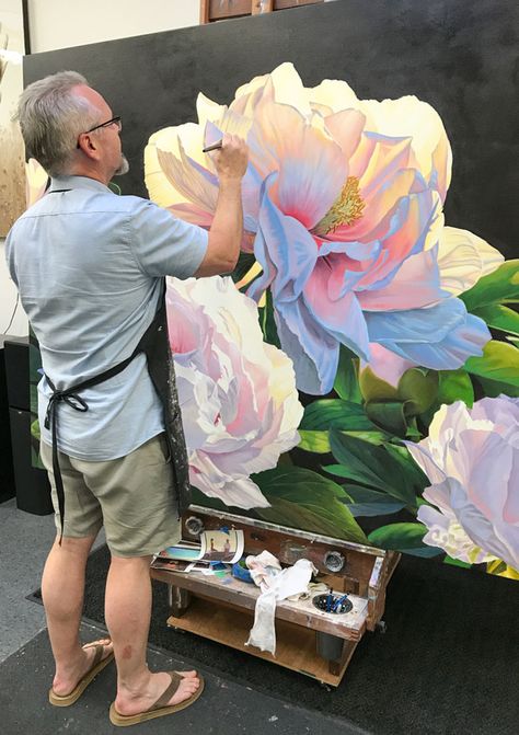 James Wiens Art, Large Flower Art, Huge Flower Painting, How To Paint Peonies, Large Flower Paintings, Hur Man Ritar Blommor, Flowers Art Painting, Colorful Art Paintings, Paintings For Home