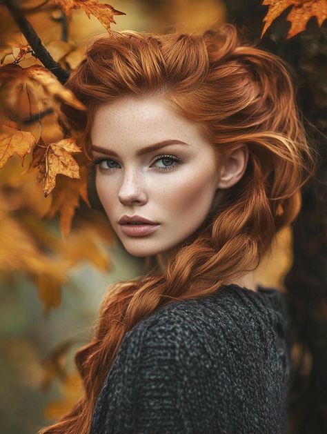 Explore Trendy Fall Hair Color Ideas to Refresh Your Look This Autumn Makeup For Red Hair And Brown Eyes, Winter Copper Hair Color, Blonde Reddish Hair, Fall Ginger Hair, Makeup Ginger Hair, Copper Hair Makeup, Autumn Red Hair, Pumpkin Spice Hair Color, Pumpkin Spice Hair