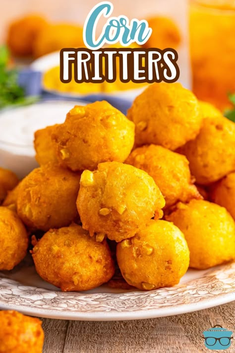 These sweet Corn Fritters have a crispy exterior and a tender, flavorful sweet corn inside. This simple recipe will have you quickly reaching for more! Leftover Corn On The Cob Recipes, Corn Fritters Recipe Easy, Corn Fritters Easy, Cream Corn Fritters, Canned Corn Recipes, Corn Fritters Recipe, Soy Free Desserts, Recipes Corn, Sweet Corn Fritters