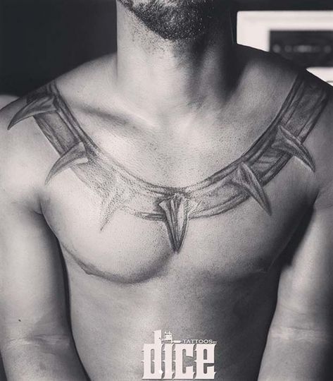 Black Panther Necklace Tattoo, Wakanda Tattoo, Black Panther Necklace, Tattoo Necklace, Panther Necklace, Black Panther Tattoo, Matching Best Friend Tattoos, Necklace Tattoo, Panther Tattoo