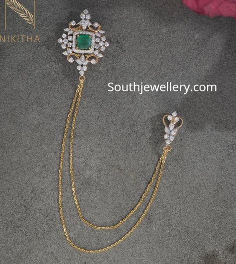 Diamond brooches photo Diamond Mugappu, Saree Chain, Diamond Brooches, Antique Phone, Diamond Pendants Designs, Groom Accessories, Gold Jewelry Simple Necklace, Bridal Diamond Jewellery, Mens Gold Jewelry