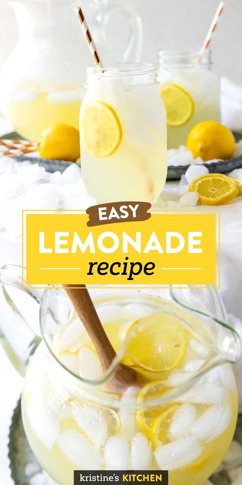 This easy Lemonade Recipe is made with fresh squeezed lemon juice for the best sweet-tart flavor. It's so refreshing and perfect for enjoying on a hot day! Lemonaid Recipe Homemade Lemon, Lemonaid Recipe, Lemonade With Lemon Juice, Easy Homemade Lemonade, Fresh Lemonade Recipe, Easy Lemonade, Homemade Lemonade Recipe, Good Lemonade Recipe, Easy Lemonade Recipe