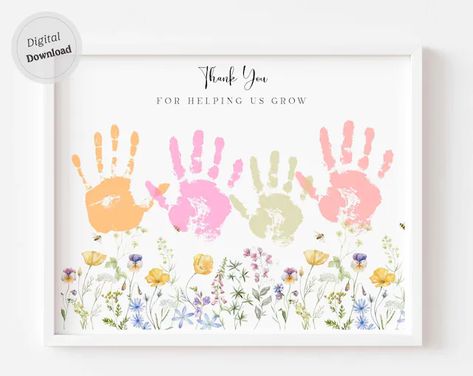 Handprint Printable, Teacher Appreciation Printables, Mothers Day Signs, Grandmas Garden, Footprint Art, Handprint Crafts, Teacher Printable, Handprint Art, Grandparents Day