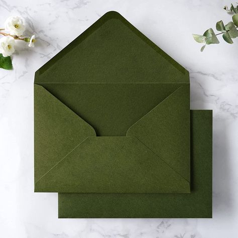 Olive Green Weddings, Green Invitations, Gift Card Envelope, Green Envelopes, Greeting Card Envelope, Pocket Wedding Invitations, Printable Envelope, Baby Shower Invitation Cards, Acrylic Invitations