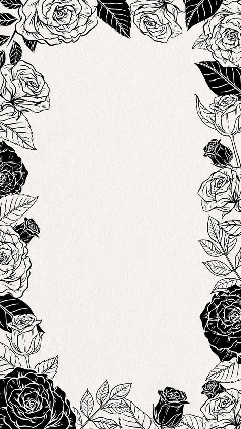 Flower Border Black And White, Blue Floral Iphone Wallpaper, Iphone Wallpaper Vintage Blue, Black And White Wallpaper Simple, Black And White Flower Background, Black And White Flowers Wallpaper, Black Flower Outline, Black And White Flower Wallpaper, Black Wallpaper Flower