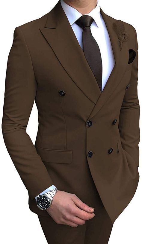 Formal Men Suit, Coat Pant For Men, Brown Suits For Men, Wedding Blazer, Blazer Outfits Men, Brown Suit, Look Formal, Pieces Men, Dress Suits For Men