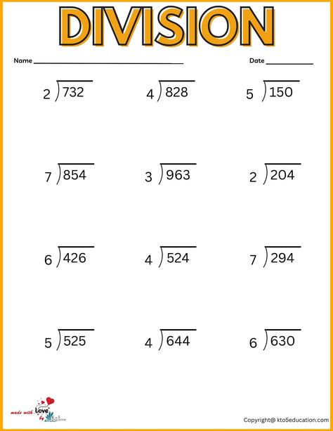 Free 3rd Grade Division Printable Worksheets | FREE Division Grade 3, Division Worksheets 3rd Grade, Short Division Worksheets, Division Worksheets Grade 3, 3rd Grade Division, Math Worksheets For Kids, Printable Multiplication Worksheets, Math Division Worksheets, Line Math