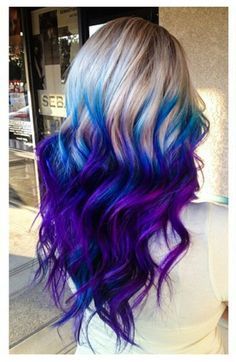 Galaxy Hair Color, Blue And Purple Hair, Faded Hair Color, Blue Purple Hair, Brown Ombre Hair Color, Purple Hair Highlights, Purple Balayage, Underlights Hair, Date Hairstyles