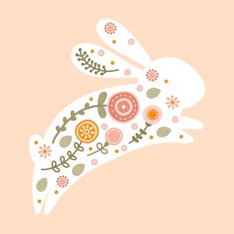 Cute Bunny Illustration Easter Vectors, Photos and PSD files | Free Download Bunny Mandala, Easter Bunny Illustration, Easter Graphic Design, Easter Aesthetic, Easter Vector, Bunny With Flowers, Bunny Character, Rabbit Character, Bunny Illustration