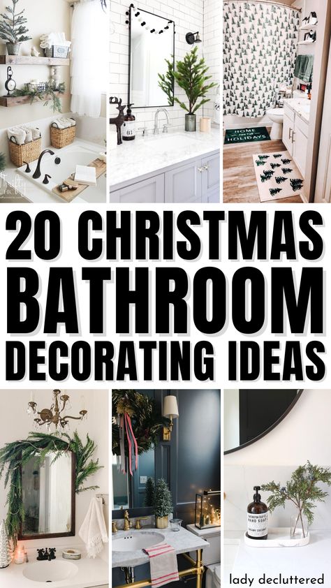 20 Christmas Bathroom Decorating Ideas Fun Hall Bathroom Ideas, Bathroom Christmas Decorations Ideas, Winter Wonderland Bathroom, Christmas Decor For Bathroom Holidays, Bathroom Winter Decor, Winter Wonderland Bathroom Decor, Bathroom Holiday Decor Christmas, Bathroom Decor Christmas Ideas, How To Decorate A Bathroom For Christmas