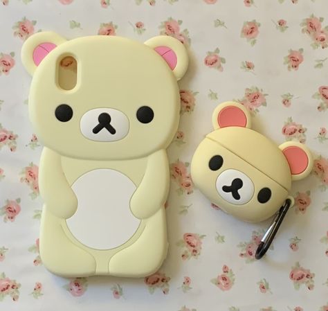 Rilakkuma Stuff, Rilakkuma Phone Wallpaper, Korilakkuma With Headphones, Rilakkuma Phone Charm, Rilakkuma Airpod Case, Rilakkuma Phone Case, Cute Kawaii Outfits, Korilakkuma Phone Case, Iphone Obsession