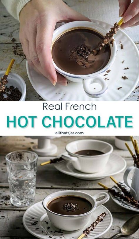 French Hot Chocolate Recipe, Sipping Chocolate Recipe, French Hot Chocolate, Chocolate Drink Recipes, Sipping Chocolate, Hot Cocoa Mix Recipe, French Things, Portland Food, Drinking Chocolate