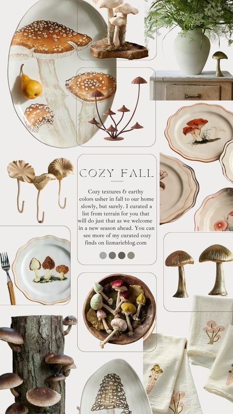 Embrace the Whimsical Charm of Mushroom Decor in Your Home 1 Mushroom Thanksgiving Decor, Mushroom Theme Tablescape, Mushroom Table Decor, Mushroom Tablescape, Diy Fall Mushroom Decor, Fall Mushroom Decor, Fall Decor Mushroom, Aesthetic Mushroom, Mushroom Table