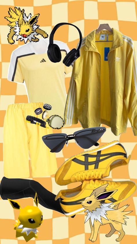 Jolteon pokemon electric outfit Eevee Outfit, Jolteon Cosplay, Pokemon Inspired Outfits, Electric Outfit, Pokemon Outfits, Pokemon Clothes, Gym Leaders, Anime Inspired Outfits, Anime Inspired