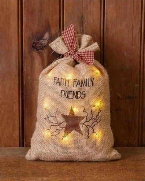 Burlap Bags Ideas Projects, Craft Sheds, Diy Burlap Bags, Burlap Lights, Burlap Crafts Diy, Faith Family Friends, Burlap Ideas, Colored Burlap, Craft Shed