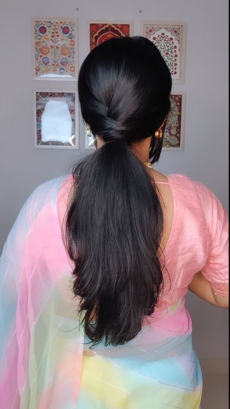 Enthralling_Care | Quick and Easy Open hairstyle 💞💞 . . . [ Saree, Indian Aesthetics, Indian culture, Song, Indian wear, open Hairstyle, Easy and quick... | Instagram Big Bun Hair Romantic, Hairstyle Saree, Open Hairstyle, Hot Buns, Quick Hairstyle, Indian Long Hair Braid, Black Hair Aesthetic, Hairstyle Easy, Long Shiny Hair