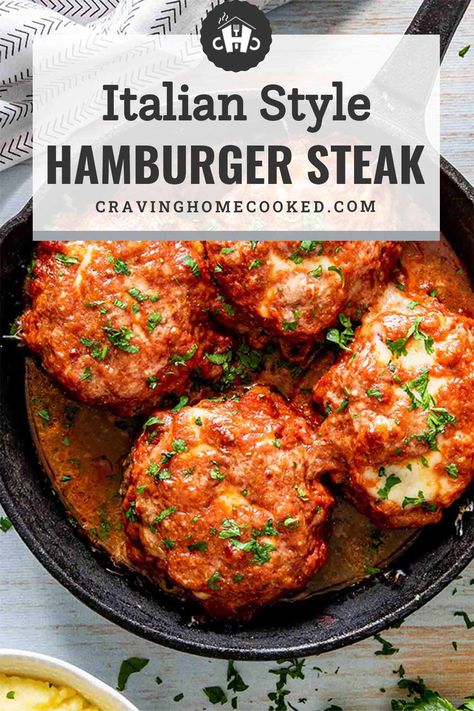 Italian Burgers Ground Beef, Hamburger Italian Recipes, Hamburger And Marinara Sauce Recipes, Hamburger Steak Patties, Italian Hamburger Recipes, Italian Burger Recipe, Italian Cheeseburgers, Beef Patty Dinner Ideas, Recipes Using Marinara Sauce