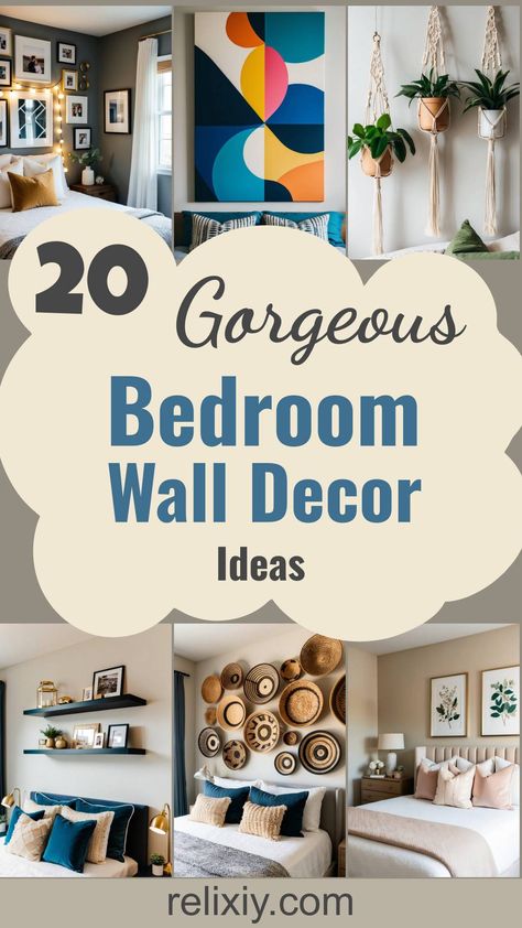 Transform your bedroom with stunning wall decor ideas. Create a cozy haven with these stylish touches, from elegant art pieces to creative shelves. Small Room Wall Decor Ideas, Over The Bed Prints, Scandinavian Bedroom Wall Decor, Wall Decor Behind Nightstand, Off Centered Bed Wall Decor, Minimalist Wall Art Bedroom, Bedroom Wall Ideas Aesthetic, Photos For Bedroom Wall, How To Decorate Bedroom Walls