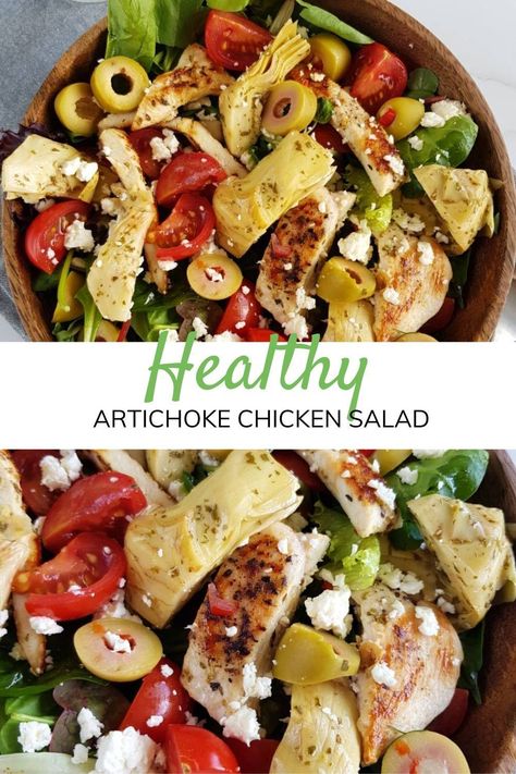 Greek Artichoke Salad, Mediterranean Diet Artichoke Recipes, Fiber Packed Meals, Optivia Salad Recipes, Low Fat Mediterranean Recipes, Mediterranean Diet Salads, Artichoke Chicken Salad, Healthy Main Course, Salad With Olives