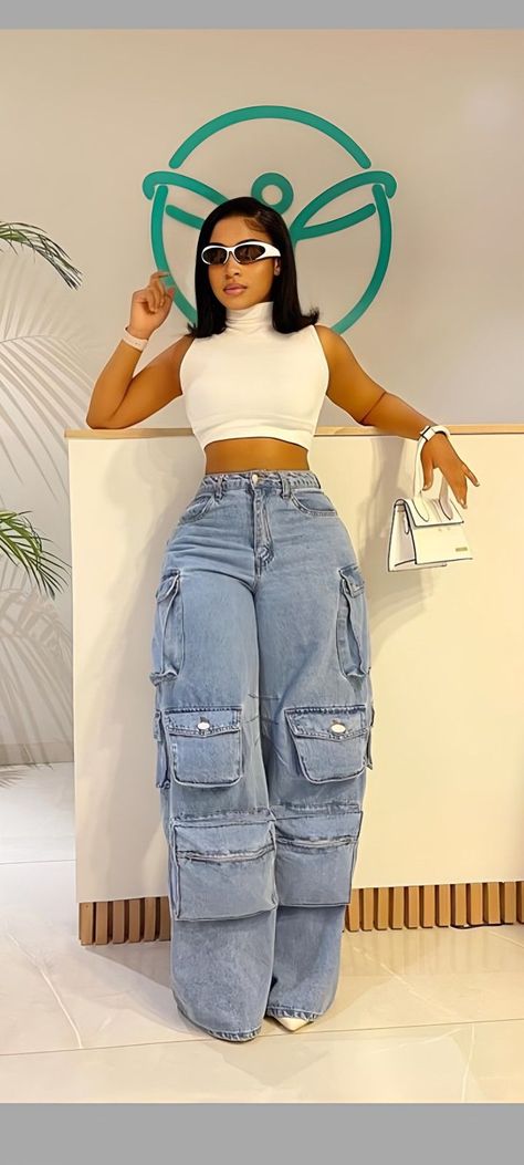 #USA  #fashioninspo #fashionidea #fashioncasual #fashionrebellen #fashionableclothes #fashionablefitness #fashionably #fashiongirl #fashionshop #fashionaesthetics  #stylegoals #trendythreads #fashionblogger #stylegoals #trendythreads  #styleinspiration #instafashion Cargo Pants Ideas For Women, High Fashion Looks Outfit, Cargo Pants Outfits Women Summer, Aesthetic Baddie Outfit Ideas, Bbq Outfit Ideas Black Women, What To Wear In Mexico City, R B Aesthetic Outfit, How To Dress Like A Baddie, Streetwear Fashion Women Dress