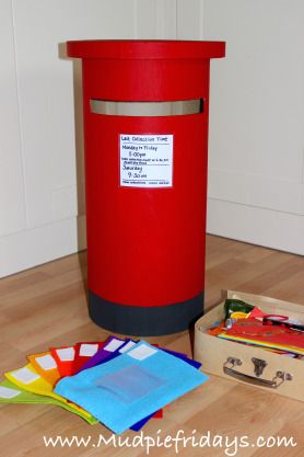 DIY postman kit including letter box, writing set and envelopes. Ideal for preschooler role play games. Diy Post Box Ideas, Postbox Diy, Post Box Diy, Post Box Ideas, Letter Box Ideas, Post Box Craft, Wedding Post Box, Diy Posts, Computer Basics