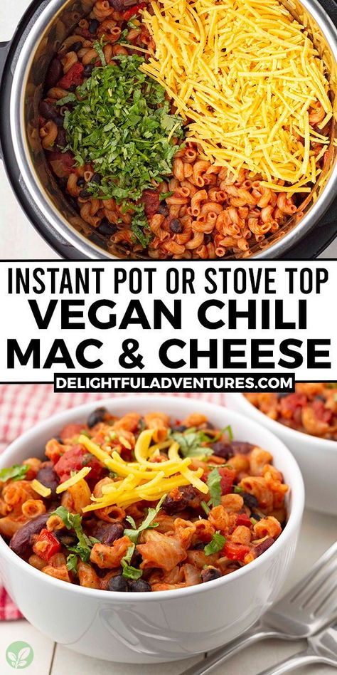 Chili Mac Instant Pot, Instant Pot Chili Mac, Vegan Chili Mac, Vegan Gluten Free Dinner, Instant Pot Chili, Chili Mac Recipe, Vegan Pasta Dish, Chili Mac And Cheese, Vegan Dinner Recipes Easy