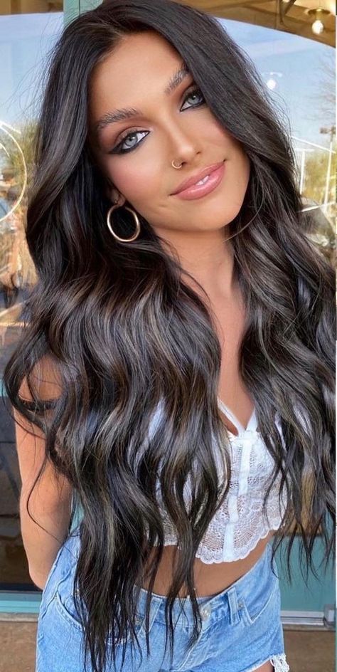 Black Hair Balayage, Dark Brunette Hair, Short Dark Hair, Wine Hair, Grey Hair Inspiration, Brunette Hair With Highlights, Gorgeous Hair Color, Dark Hair With Highlights, Mom Hairstyles