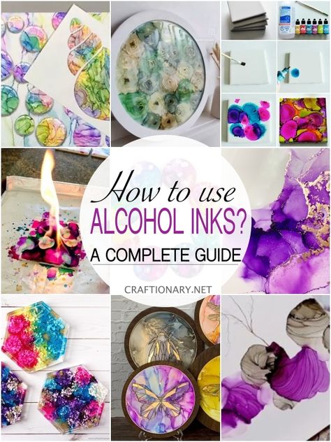 How to use alcohol inks - A Complete Guide for Beginners - Craftionary Alcohol Ink Projects, Easy Acrylic Painting Ideas, Alcohol Ink Glass, Alcohol Ink Markers, Acrylic Painting Ideas, Easy Acrylic Painting, Ink Well, Alcohol Ink Crafts, Ink Crafts